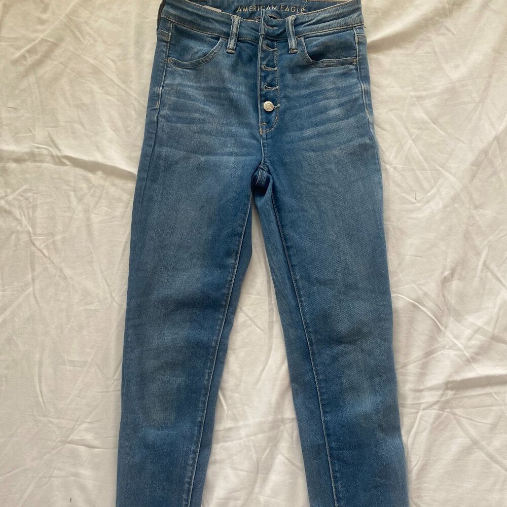 American Eagle Women's Button Fly Jeans Super High Rise Jegging